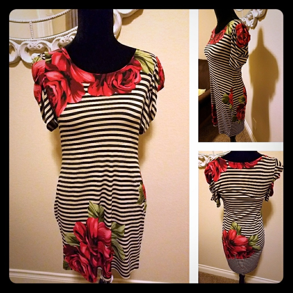 Sweet Storm Floral & Striped Dress